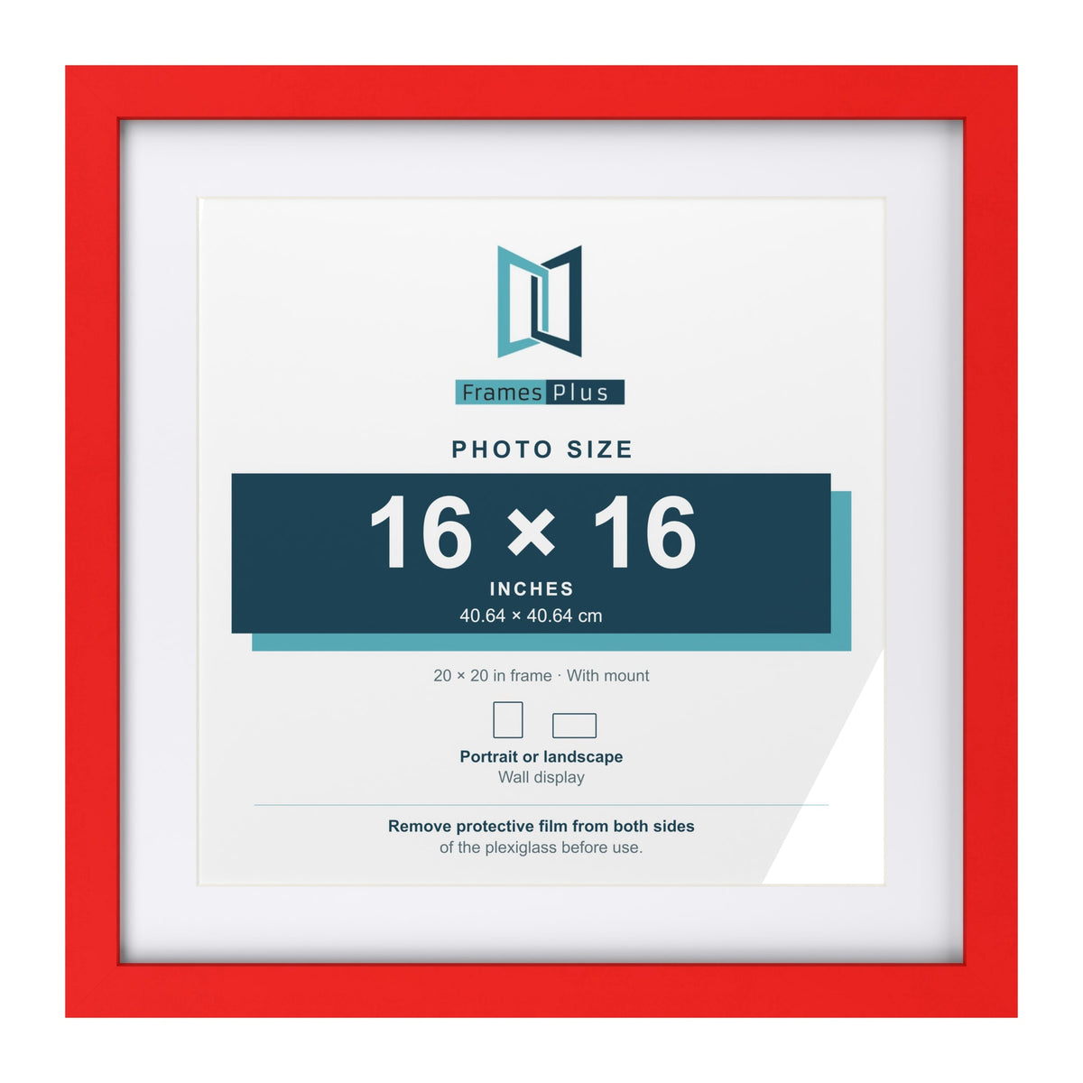 Red 20 x 20 inch picture frame with a white mount for a 16 x 16 inch photo