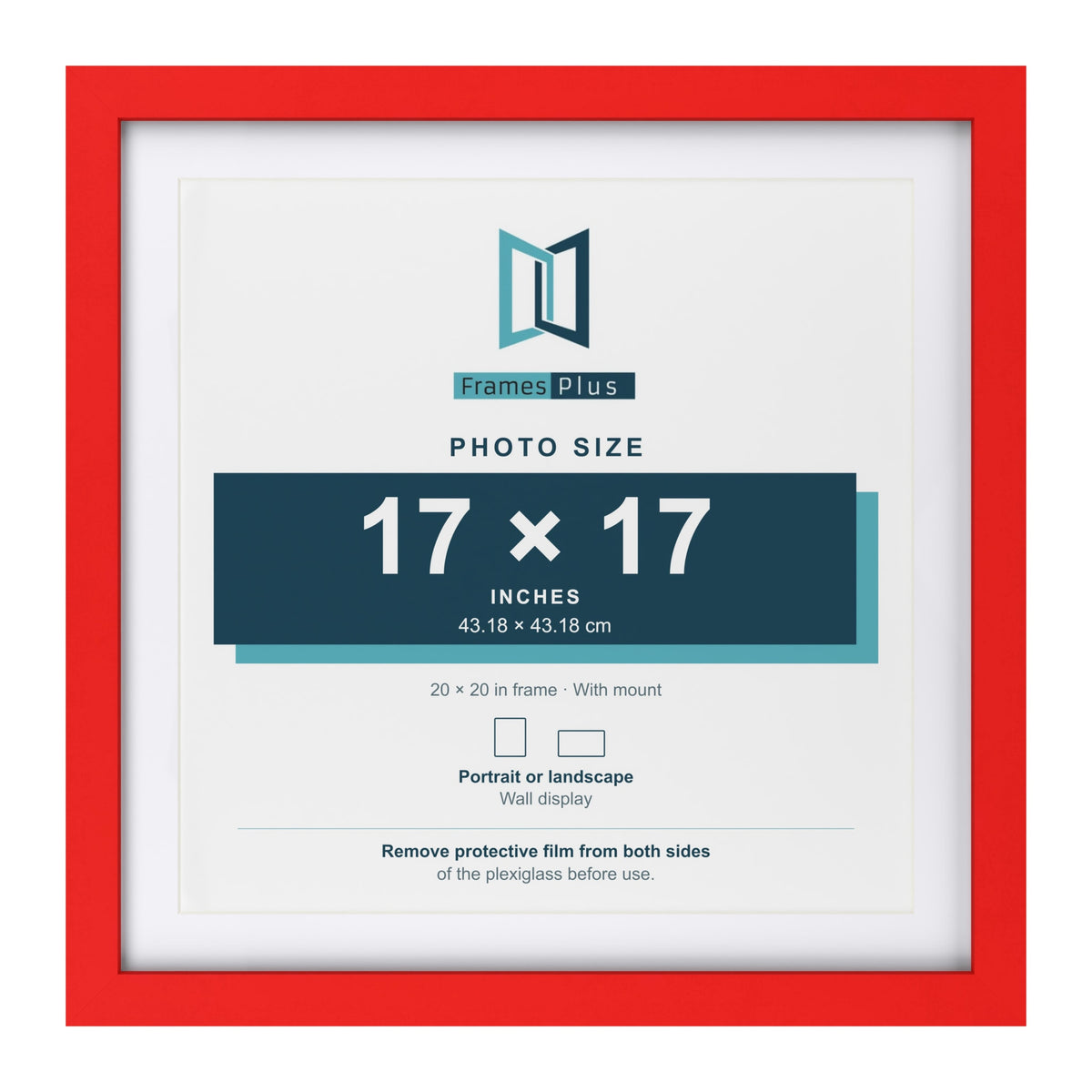 Red 20 x 20 inch picture frame with a white mount for a 17 x 17 inch photo