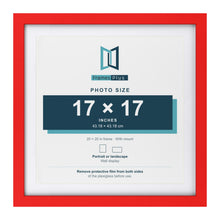 Red 20 x 20 inch picture frame with a white mount for a 17 x 17 inch photo