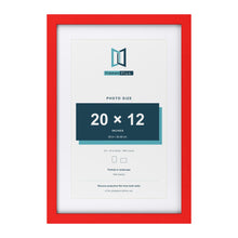 Red 24 x 16 inch picture frame with a white mount for a 20 x 12 inch photo