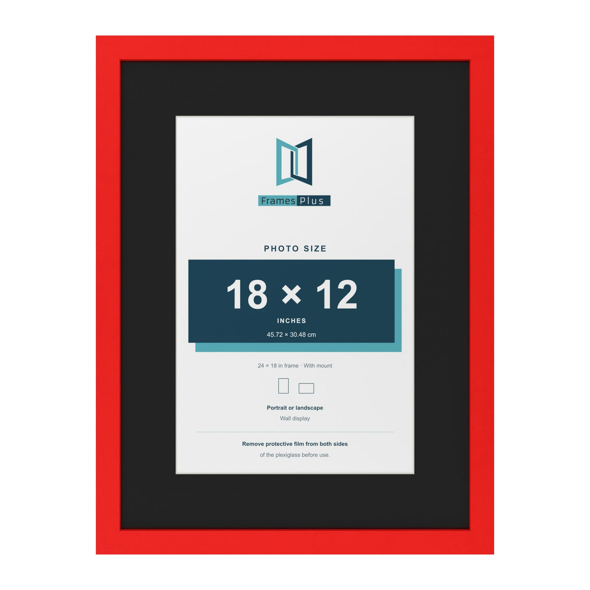 Red 24 x 18 inch picture frame with a black mount for an 18 x 12 inch photo