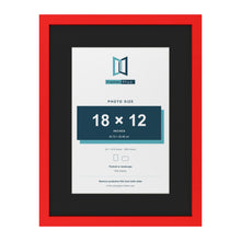 Red 24 x 18 inch picture frame with a black mount for an 18 x 12 inch photo