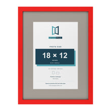 Red 24 x 18 inch picture frame with a Dawn Grey mount for an 18 x 12 inch photo