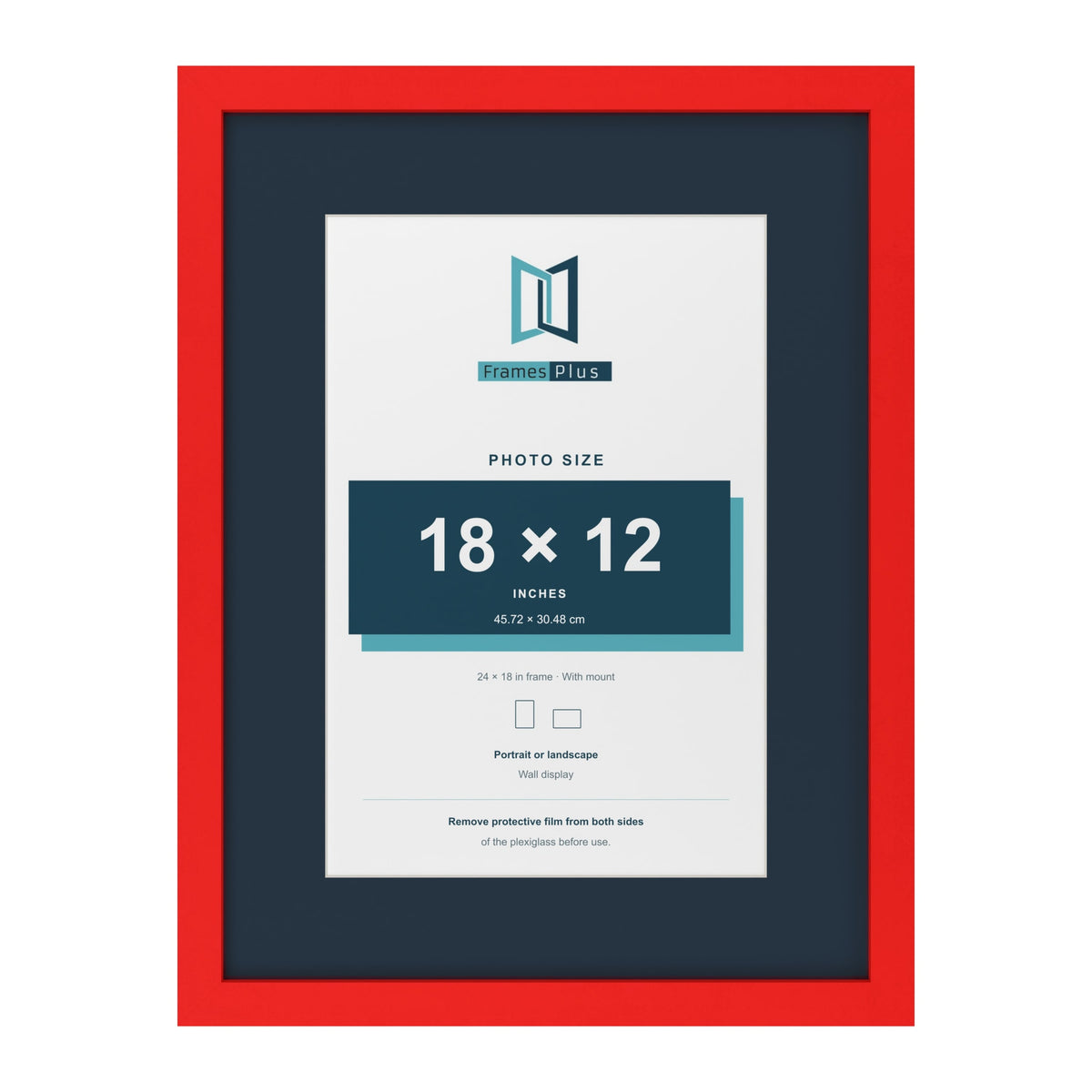 Red 24 x 18 inch picture frame with a Pacific Blue mount for an 18 x 12 inch photo
