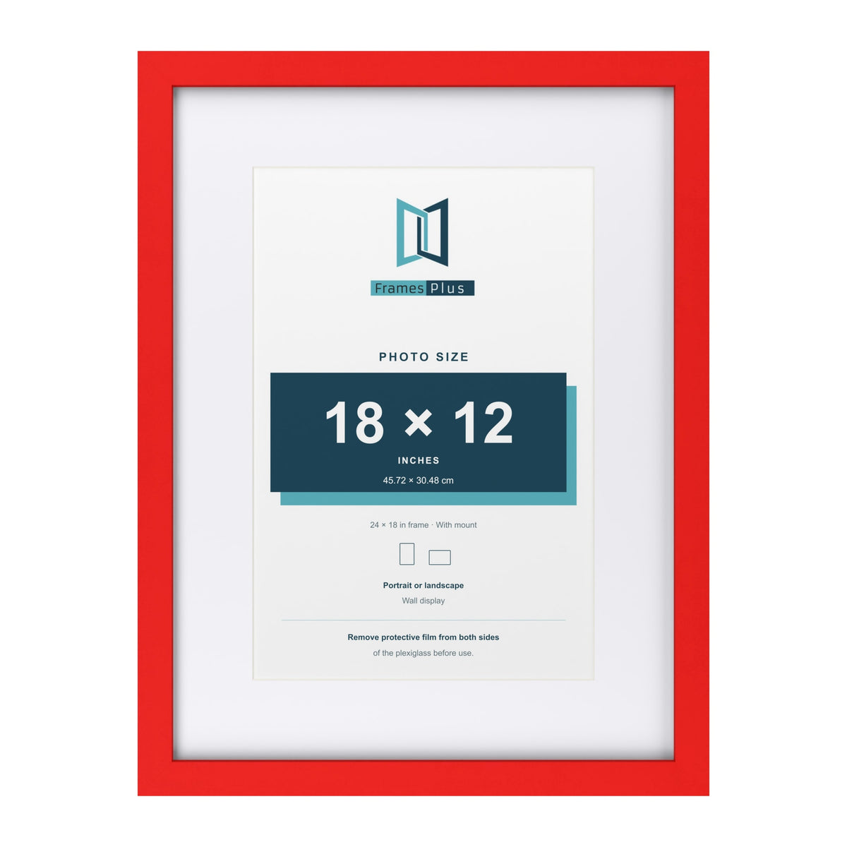 Red 24 x 18 inch picture frame with a white mount for a 18 x 12 inch photo