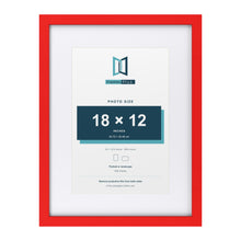 Red 24 x 18 inch picture frame with a white mount for a 18 x 12 inch photo