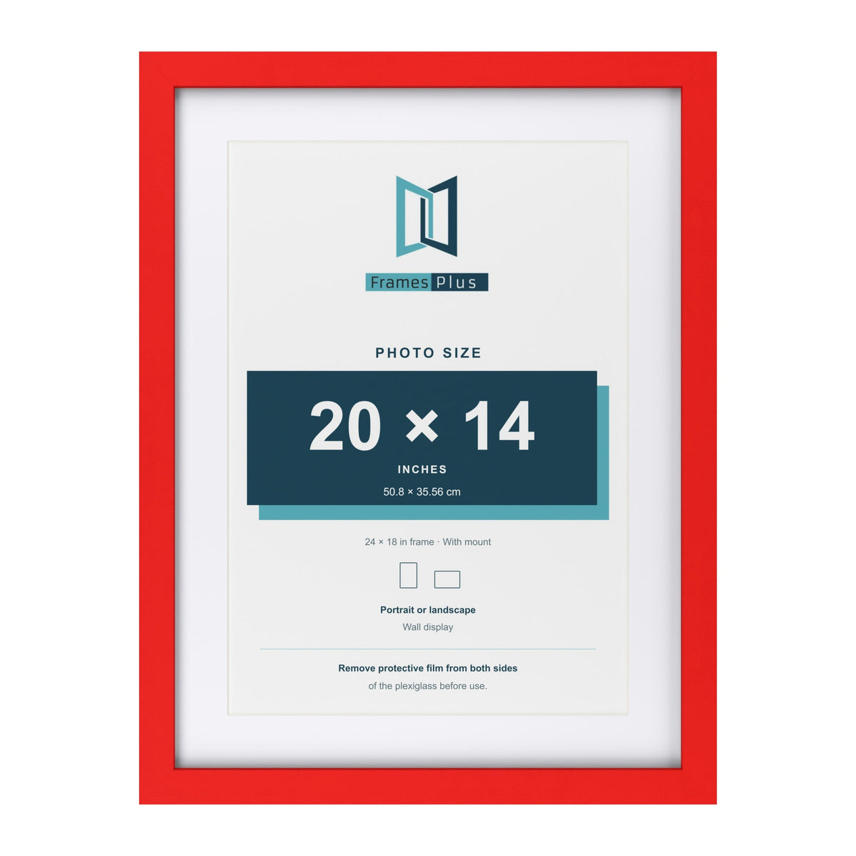 Red 24 x 18 inch picture frame with a white mount for a 20 x 14 inch photo