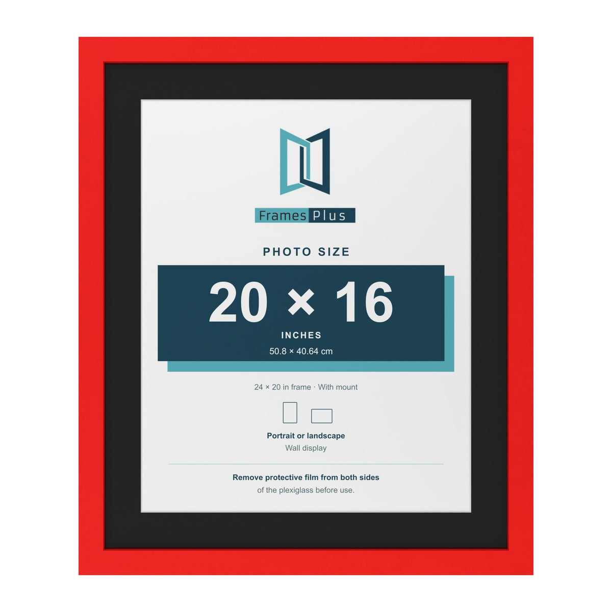 Red 24 x 20 inch picture frame with a black mount for a 20 x 16 inch photo