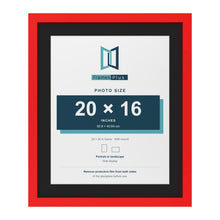 Red 24 x 20 inch picture frame with a black mount for a 20 x 16 inch photo