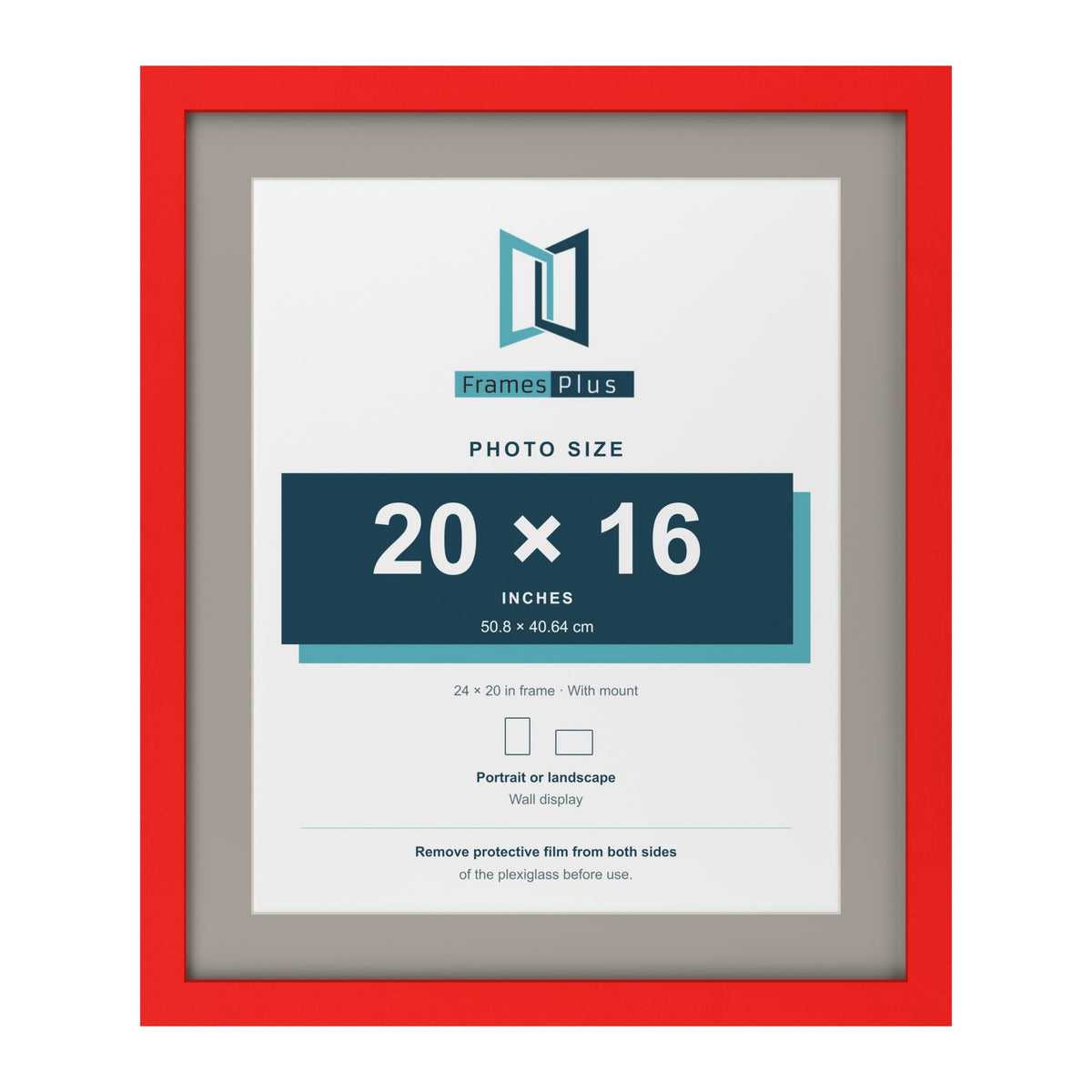 Red 24 x 20 inch picture frame with a Dawn Grey mount for a 20 x 16 inch photo