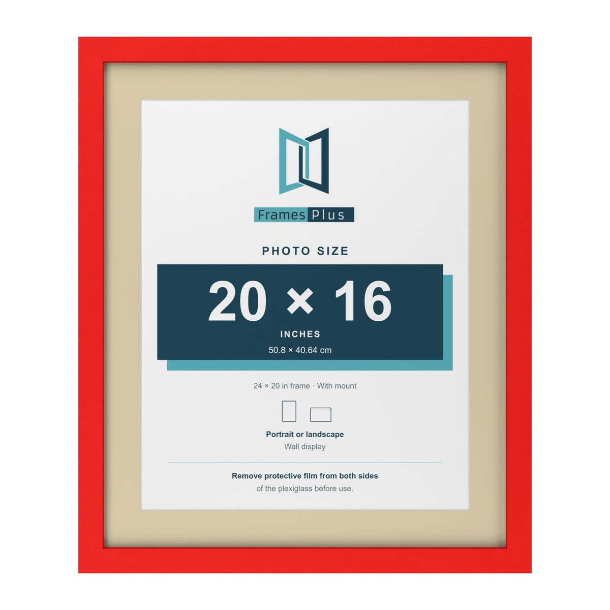 Red 24 x 20 inch picture frame with an ivory mount for a 20 x 16 inch photo