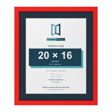 Red 24 x 20 inch picture frame with a Pacific Blue mount for a 20 x 16 inch photo