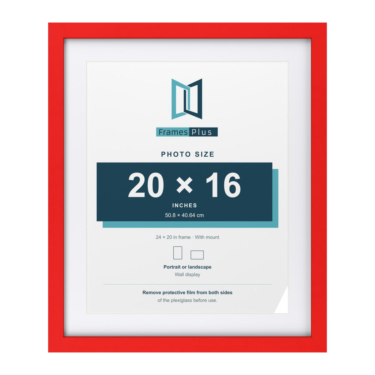 Red 24 x 20 inch picture frame with a white mount for a 20 x 16 inch photo