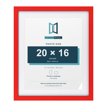 Red 24 x 20 inch picture frame with a white mount for a 20 x 16 inch photo