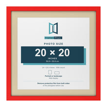 Red 24 x 24 inch picture frame with an ivory mount for a 20 x 20 inch photo