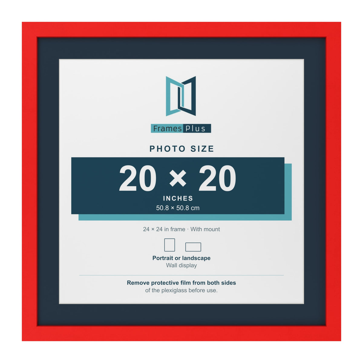 Red 24 x 24 inch picture frame with a Pacific Blue mount for a 20 x 20 inch photo