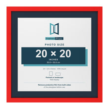 Red 24 x 24 inch picture frame with a Pacific Blue mount for a 20 x 20 inch photo