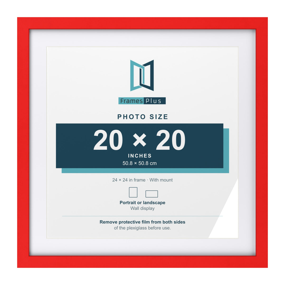 Red 24 x 24 inch picture frame with a white mount for a 20 x 20 inch photo