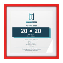 Red 24 x 24 inch picture frame with a white mount for a 20 x 20 inch photo