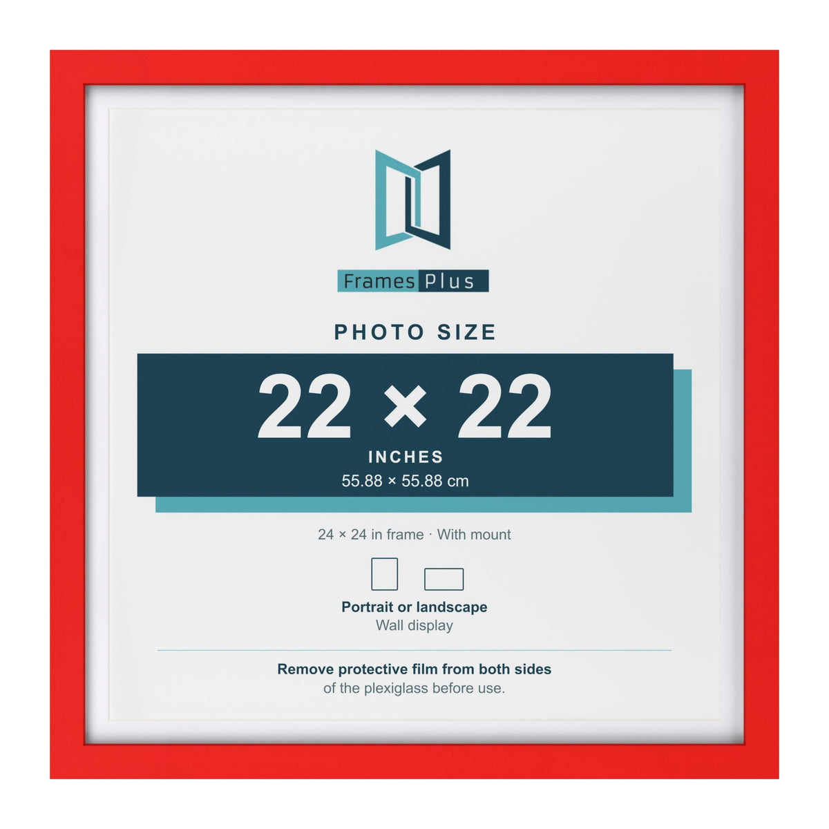 Red 24 x 24 inch picture frame with a white mount for a 22 x 22 inch photo
