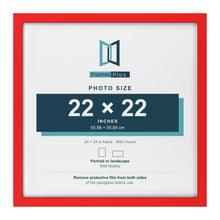 Red 24 x 24 inch picture frame with a white mount for a 22 x 22 inch photo