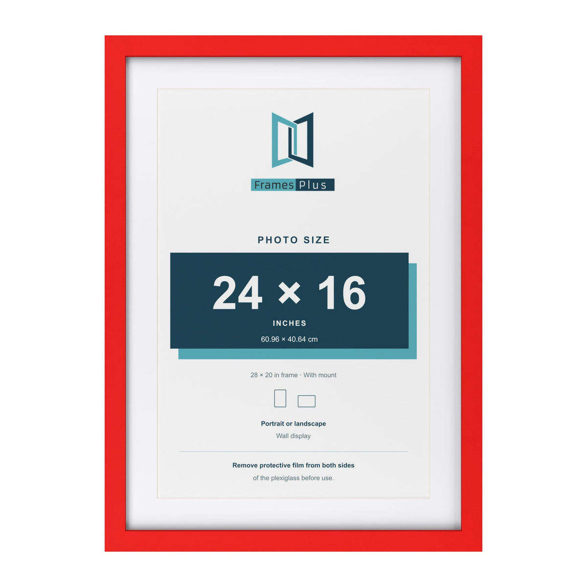 Red 28 x 20 inch picture frame with a white mount for a 24 x 16 inch photo