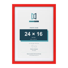 Red 28 x 20 inch picture frame with a white mount for a 24 x 16 inch photo