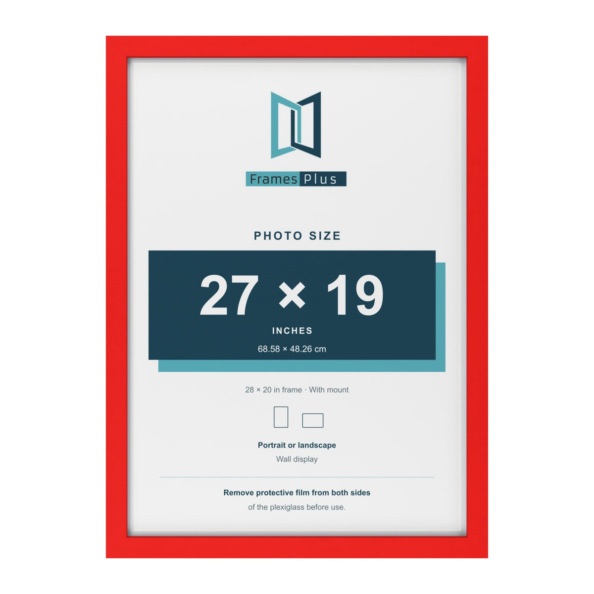 Red 28 x 20 inch picture frame with a white mount for a 27 x 19 inch photo