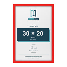 Red picture frame for a 30 x 20 inch photo