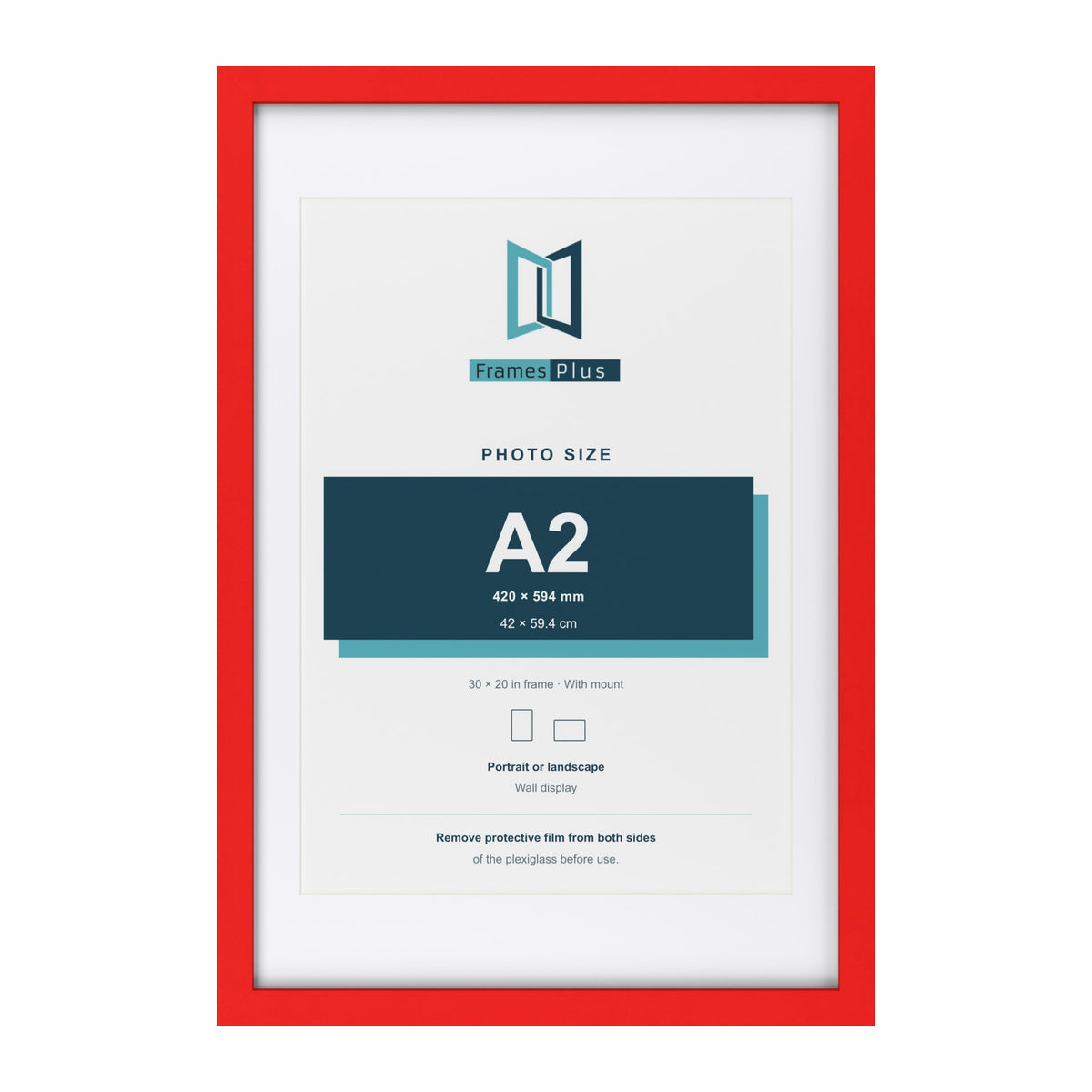 Red 30 x 20 inch picture frame with a white mount for an A2 photo
