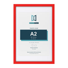 Red 30 x 20 inch picture frame with a white mount for an A2 photo