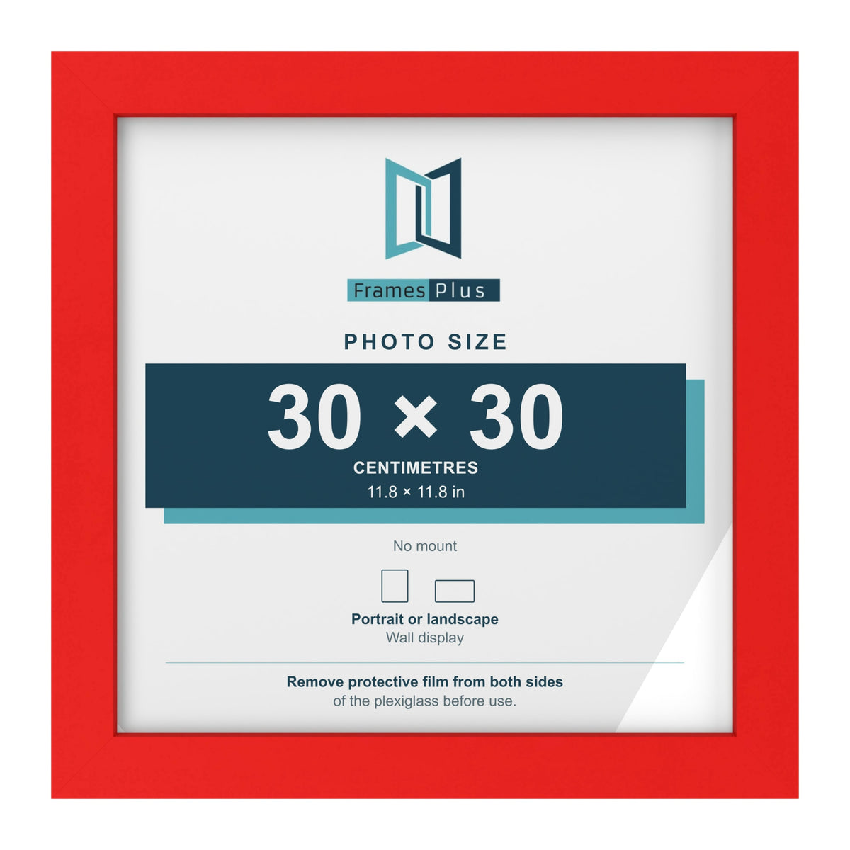 Red picture frame for a 30 x 30 cm photo