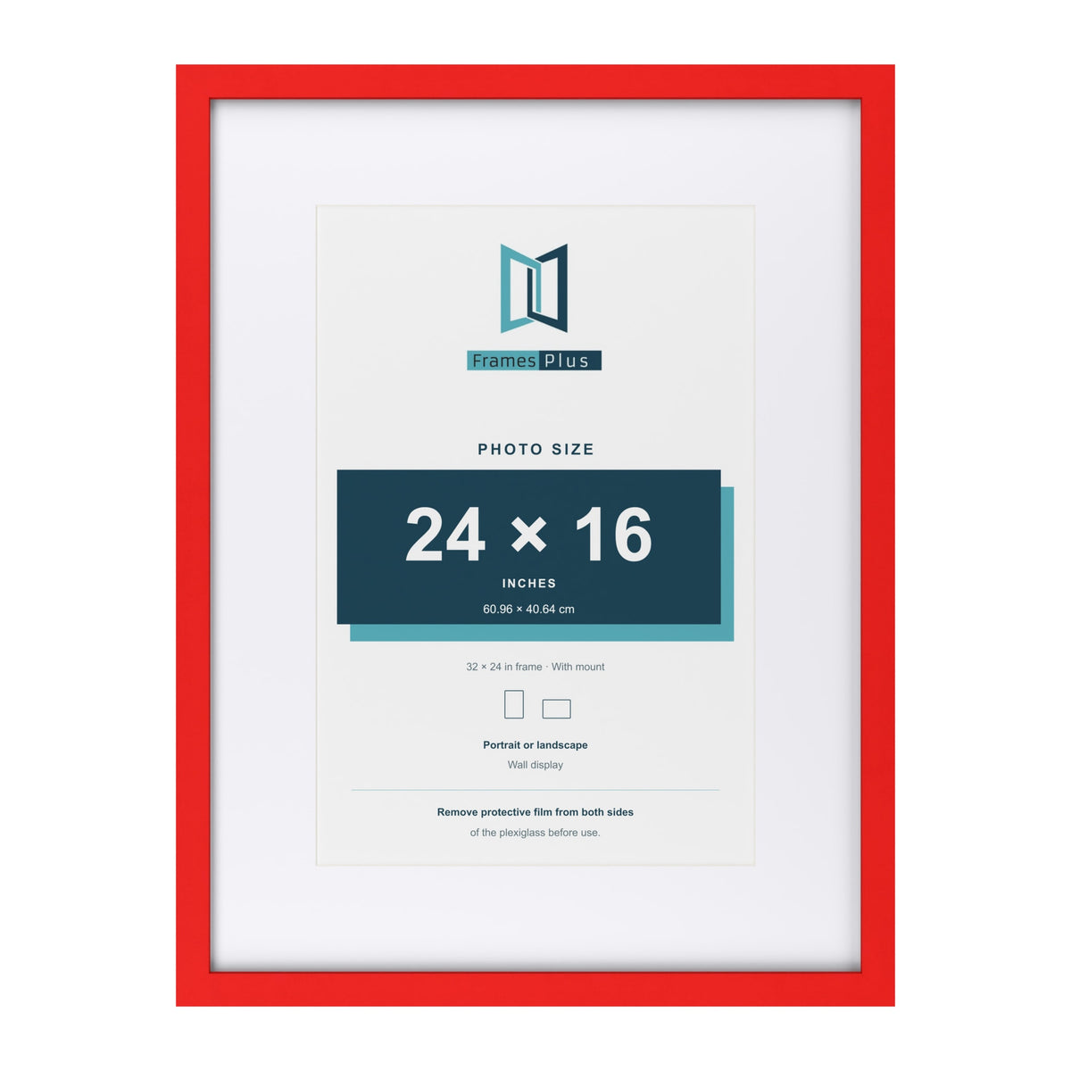 Red 32 x 24 inch picture frame with a white mount for a 24 x 16 inch photo