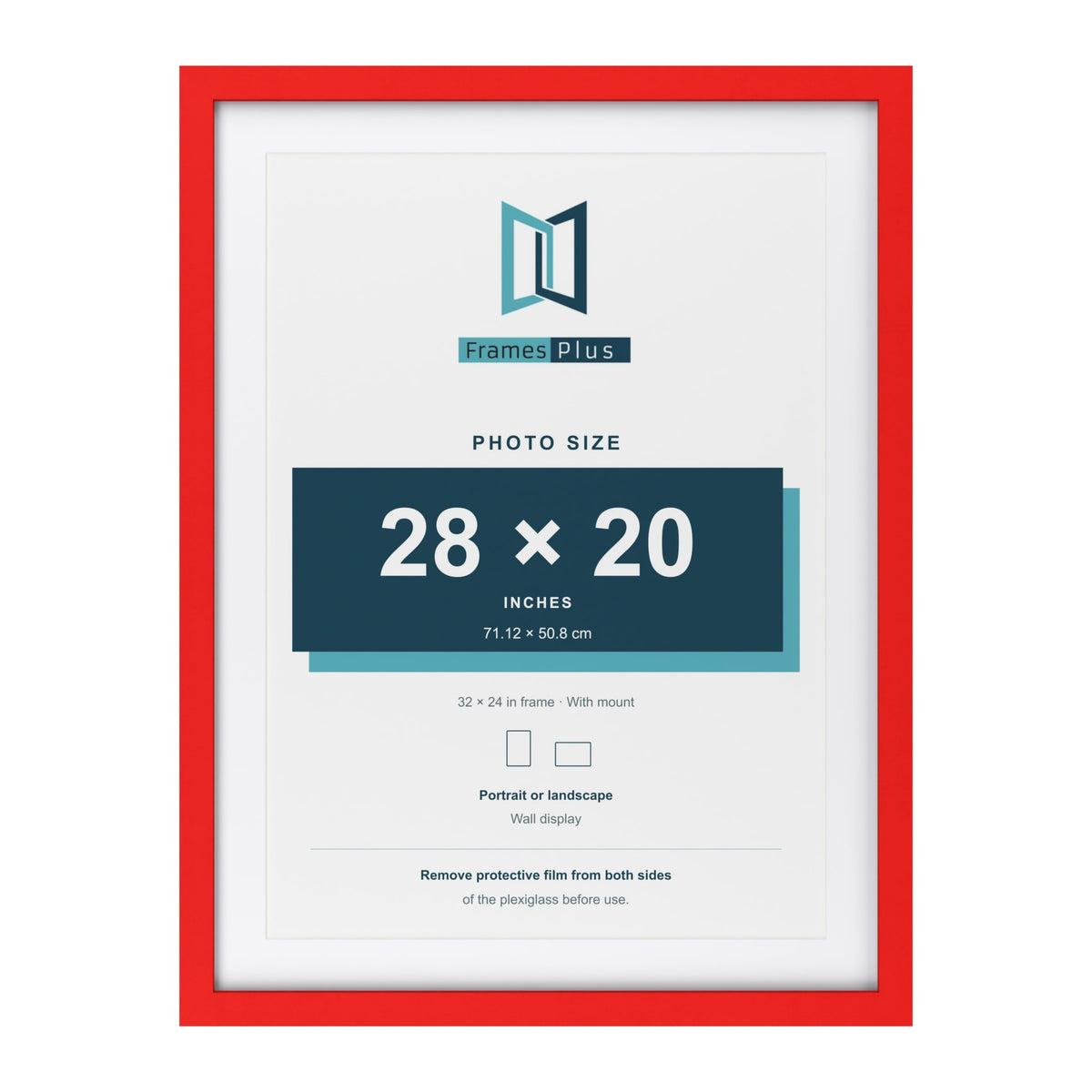 Red 32 x 24 inch picture frame with a white mount for a 28 x 20 inch photo
