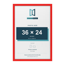 Red picture frame for a 36 x 24 inch photo