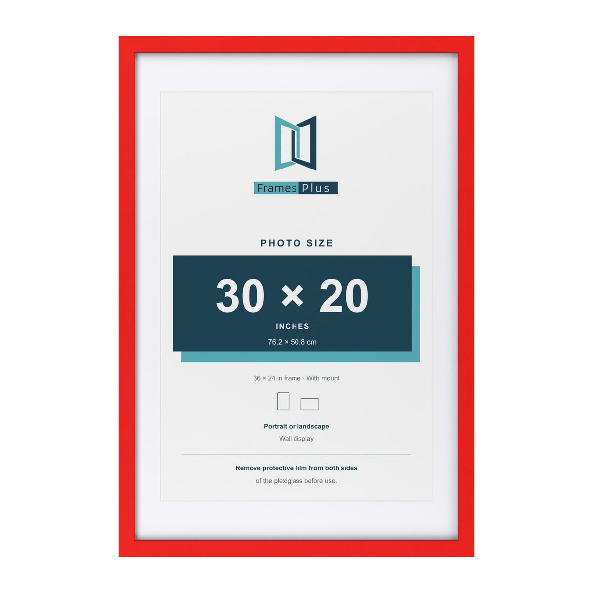 Red 36 x 24 inch picture frame with a white mount for a 30 x 20 inch photo