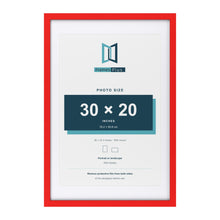 Red 36 x 24 inch picture frame with a white mount for a 30 x 20 inch photo