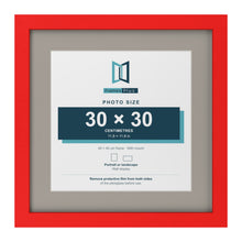 Red 40 x 40 cm picture frame with a Dawn Grey mount for a 30 x 30 cm photo