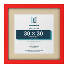Red 40 x 40 cm picture frame with an ivory mount for a 30 x 30 cm photo