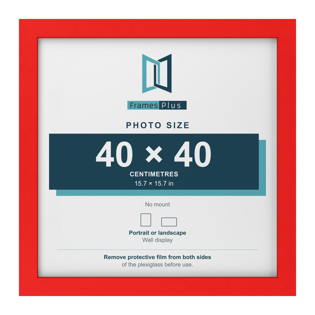 Red picture frame for a 40 x 40 cm photo