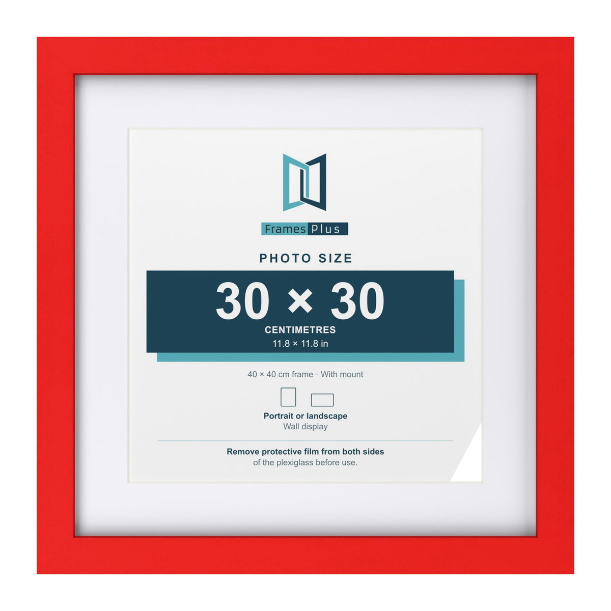 Red 40 x 40 cm picture frame with a white mount for a 30 x 30 cm photo
