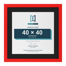 Red 50 x 50 cm picture frame with a black mount for a 40 x 40 cm photo