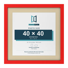 Red 50 x 50 cm picture frame with an ivory mount for a 40 x 40 cm photo