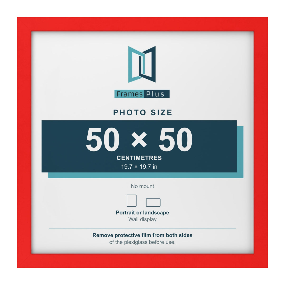 Red picture frame for a 50 x 50 cm photo