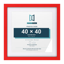 Red 50 x 50 cm picture frame with a white mount for a 40 x 40 cm photo