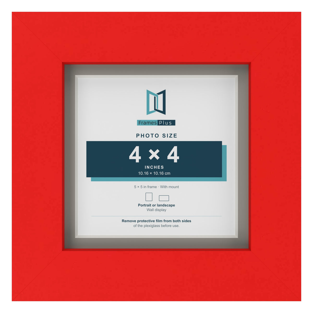 Red 5 x 5 inch picture frame with a Dawn Grey mount for a 4 x 4 inch photo