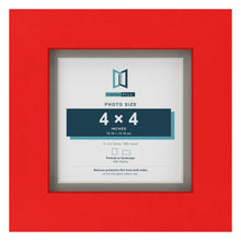 Red 5 x 5 inch picture frame with a Dawn Grey mount for a 4 x 4 inch photo