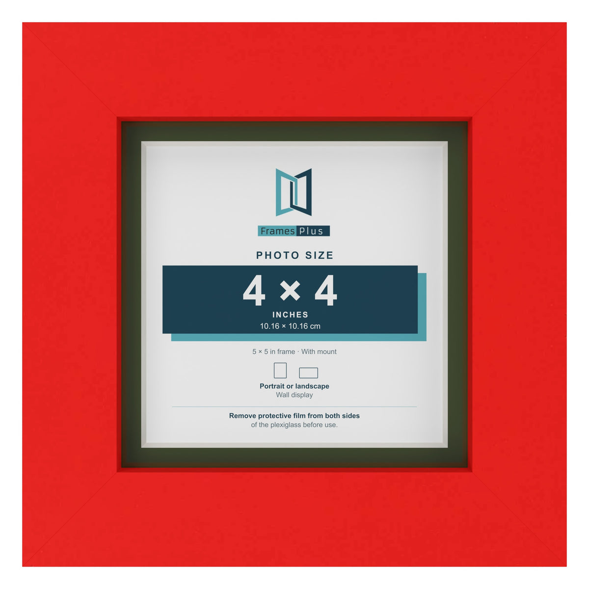Red 5 x 5 inch picture frame with a green mount for a 4 x 4 inch photo