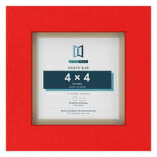 Red 5 x 5 inch picture frame with an ivory mount for a 4 x 4 inch photo