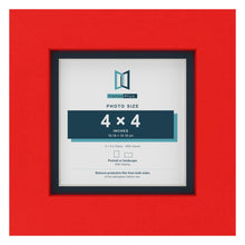 Red 5 x 5 inch picture frame with a Pacific Blue mount for a 4 x 4 inch photo